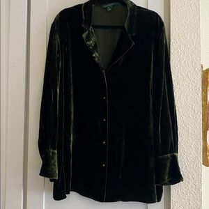 Ralph Lauren Green Velvet Blouse Sz 22